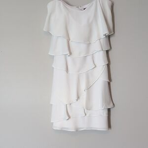 BCBG MaxAzria Strapless White Layered Dress | 4